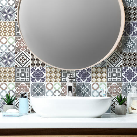 Sticker Mural Carrelage adhésif Cuisine Salle de Bain - 9 STICKERS CARRELAGES MANUETINA