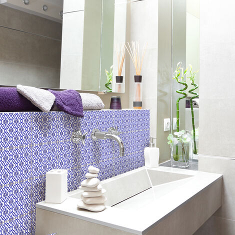 Stickers muraux - Sticker Mural Carrelage adhésif Cuisine Salle de Bain - 9 STICKERS CARRELAGES ORIENTAL BAHLA - 9stickers10x10cm