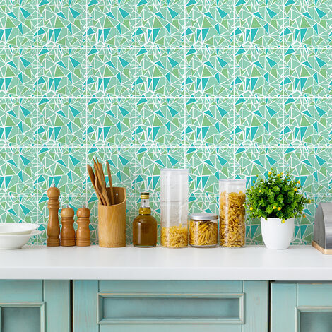 Stickers muraux - Sticker Mural Carrelage adhésif Cuisine Salle de Bain - 9 STICKERS CARRELAGES TERRAZZO LILA - 9stickers15x15cm