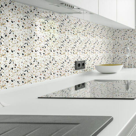 Stickers muraux - Sticker Mural Carrelage adhésif Cuisine Salle de Bain - 9 STICKERS CARRELAGES TERRAZZO PABLO - 9stickers15x15cm