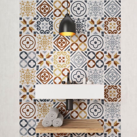 Stickers muraux - Sticker Mural Carrelage adhésif Cuisine Salle de Bain - AZULEJOS RICKY - 24stickers10x10cm