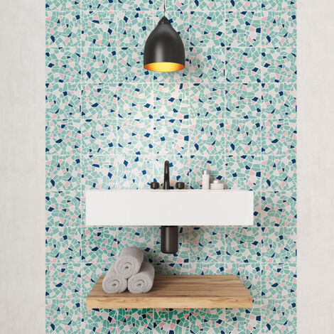 Stickers muraux - Sticker Mural Carrelage adhésif Cuisine Salle de Bain - TERRAZZO WILMER - 24stickers15x15cm