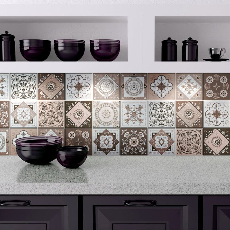 Sticker Mural Carrelage adhésif Cuisine Salle de Bain - 15 stickers carreaux de ciment ezeiza - 15stickers20x20cm