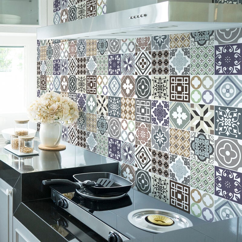 Ambiance-sticker - Stickers muraux - Sticker Mural Carrelage adhésif Cuisine Salle de Bain - 24 stickers carrelages alionsa - 24stickers15x15cm