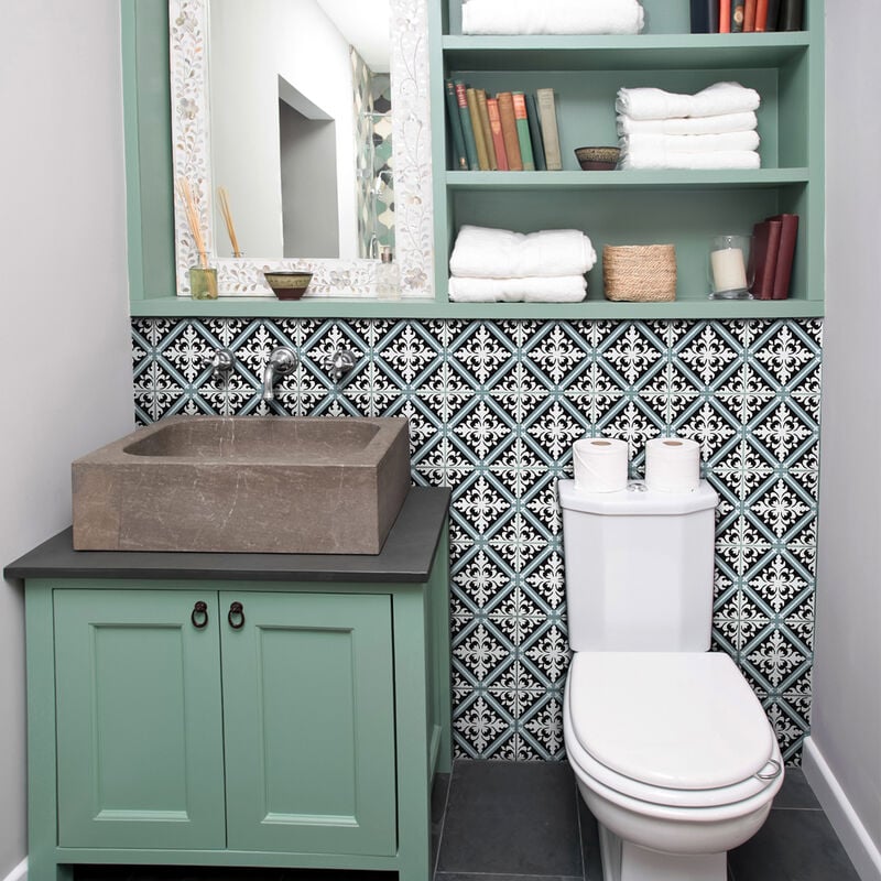 Sticker Mural Carrelage adhésif Cuisine Salle de Bain - 24 stickers carrelages azulejos lily rosa - 24stickers20x20cm