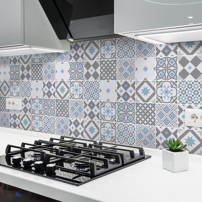 Sticker Mural Carrelage adhésif Cuisine Salle de Bain - 24 stickers carrelages azulejos palencia - 24stickers20x20cm