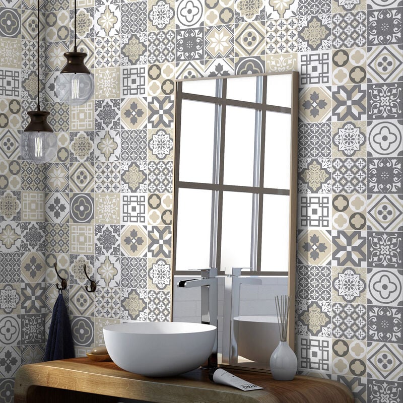 Stickers muraux - Sticker Mural Carrelage adhésif Cuisine Salle de Bain - 24 stickers carrelages ciriano - 24stickers20x20cm