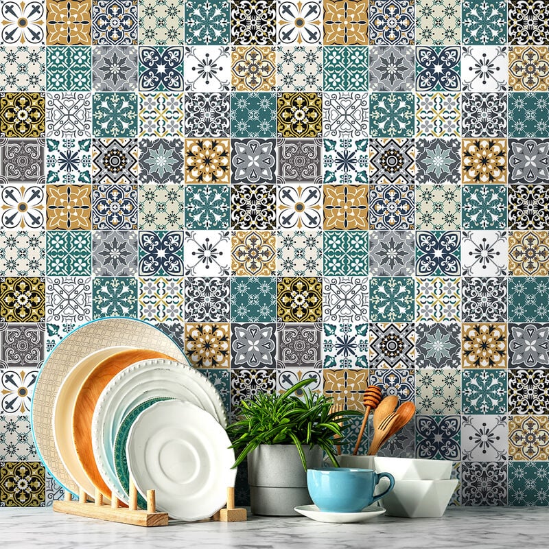 Stickers muraux - Sticker Mural Carrelage adhésif Cuisine Salle de Bain - 24 STICKERS CARRELAGES CLAFIA - 24stickers15x15cm