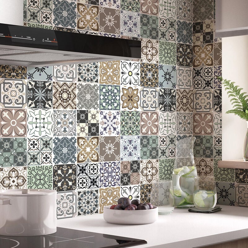 Stickers muraux - Sticker Mural Carrelage adhésif Cuisine Salle de Bain - 30 stickers carrelages leofiono - 30stickers10x10cm