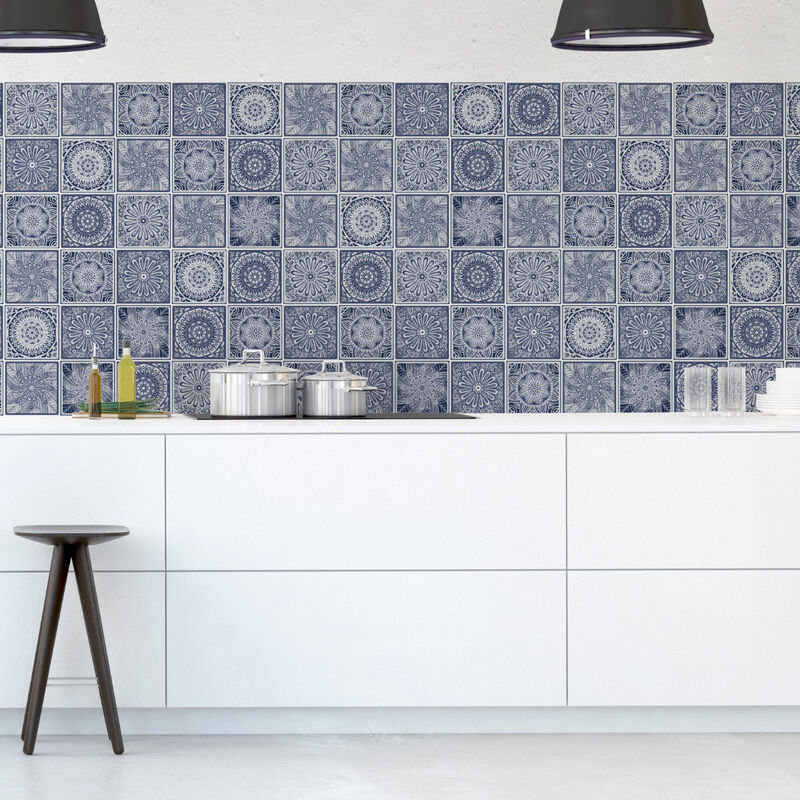 Sticker Mural Carrelage adhésif Cuisine Salle de Bain - 60 stickers carrelages ethnique ocatlana - 60stickers20x20cm