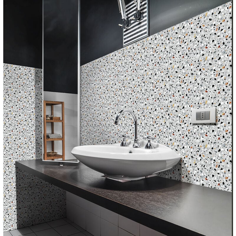 Sticker Mural Carrelage adhésif Cuisine Salle de Bain - 60 stickers carrelages terrazzo castelsardo - 60stickers10x10cm
