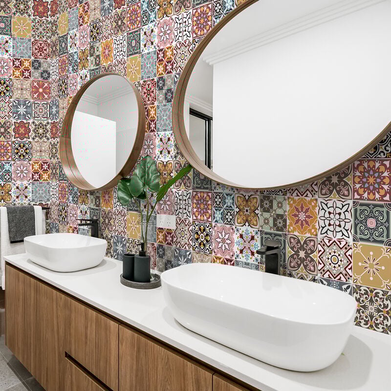 Stickers muraux - Sticker Mural Carrelage adhésif Cuisine Salle de Bain - 60 STICKERS CARRELAGES THOVIGA - 60stickers10x10cm