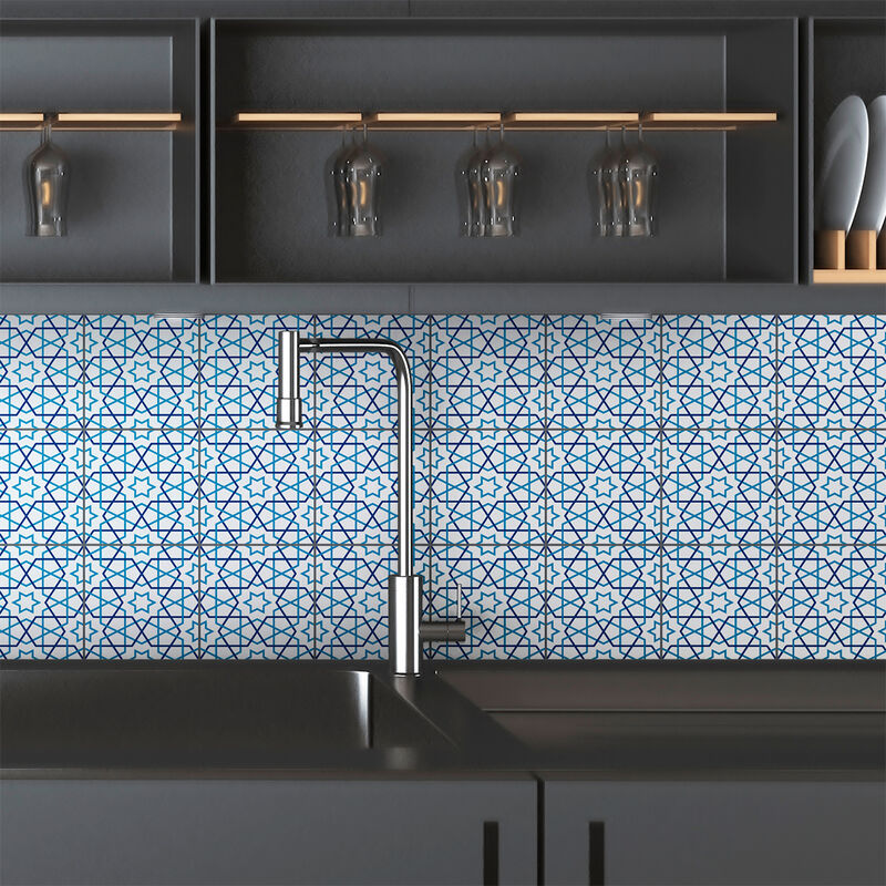 Sticker Mural Carrelage adhésif Cuisine Salle de Bain - 9 stickers carreaux de ciment oriental ajman - 9stickers20x20cm