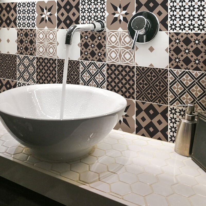 Sticker Mural Carrelage adhésif Cuisine Salle de Bain - 9 stickers carrelages azulejos milinia - 9stickers20x20cm