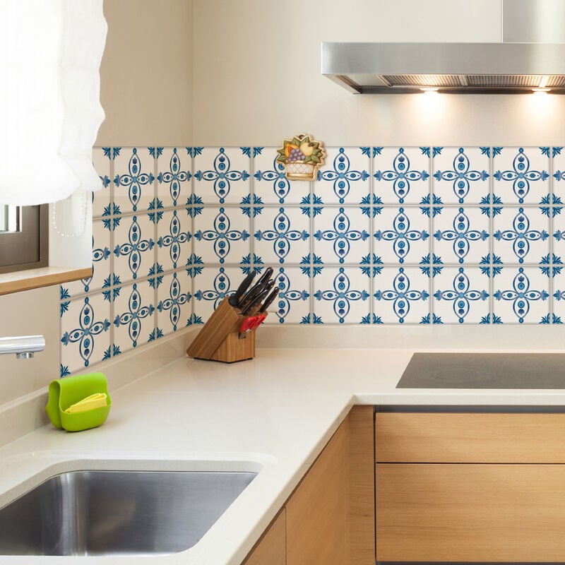 Stickers muraux - Sticker Mural Carrelage adhésif Cuisine Salle de Bain - 9 stickers carrelages delft almere - 9stickers20x20cm