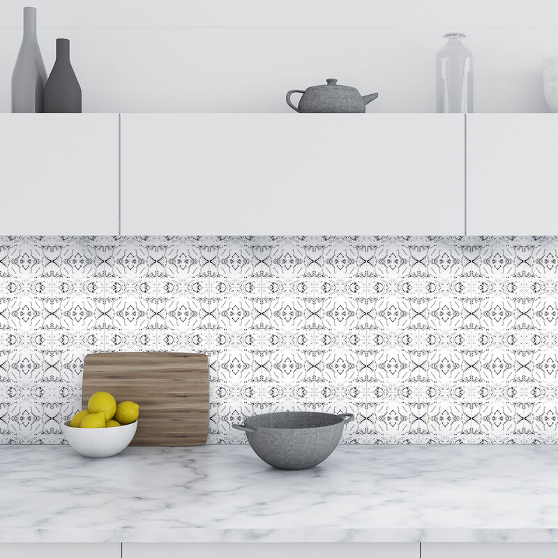 Sticker Mural Carrelage adhésif Cuisine Salle de Bain - 9 stickers carrelages effet marbre gris - 9stickers20x20cm