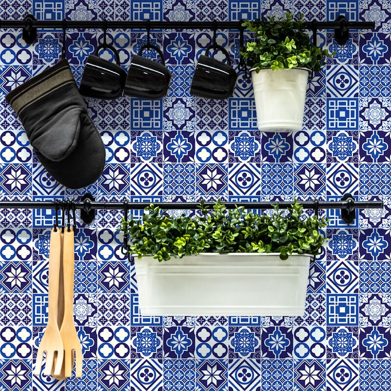 Stickers muraux - Sticker Mural Carrelage adhésif Cuisine Salle de Bain - 9 stickers carrelages mailina - 9stickers20x20cm