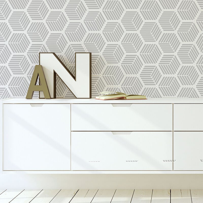 Sticker Mural Carrelage adhésif Cuisine Salle de Bain - carrelages hexagones nuance de gris design - 28stickershexagones10x9cm