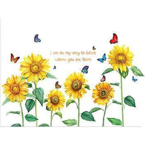 stickers Muraux Tournesols Papillon Autocollant Mural Fleur De Jardin Dcoration Murale Enfants Chambre Salon Tv Mur