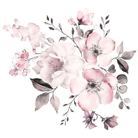stickers Muraux Vintage Fleur En Rose Ple (58x52 Cm) I Autocollant Sticker Mural Plantes Printemps Nature I Dcor Pour Salon Chambre Cuisine Couloi