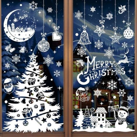 Stickers Noel Fenetre Réutilisable, 202 Autocollant Noel Fenetre Electrostatique Decoration Noel Fenetre pour Vitre Porte Deco