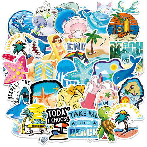 Stickers Pack 100 Pieces Ocean Series Cute Creature Cartoon Stickers Luggage Scooter Car Phone Decoration Stickers