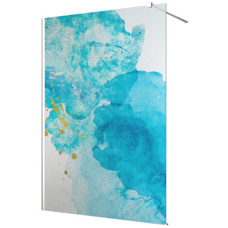 Stickers paroi de douche dépoli - Bleu Aquarelle - 140 x 200 cm