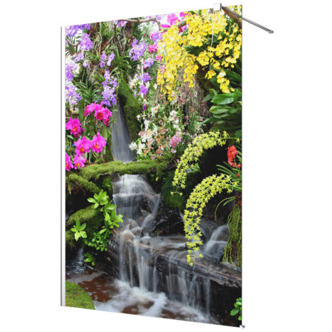 Stickers paroi de douche dépoli - Cascade fleur - 120 x 200 cm