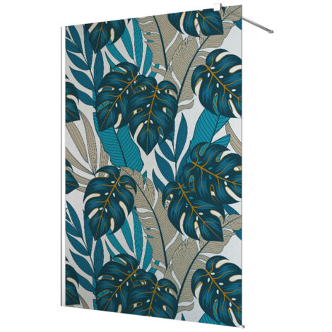 Stickers paroi de douche dépoli - Feuilles Tropicales - 120 x 200 cm