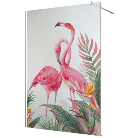 Stickers paroi de douche dépoli - Flamants roses - 120 x 200 cm