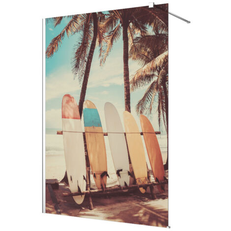 Stickers paroi de douche dépoli - Planches de Surf - 110 x 200 cm