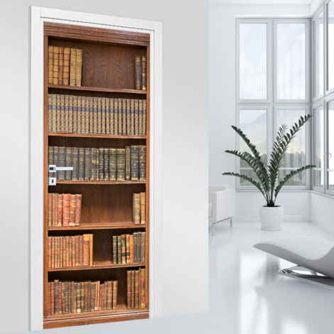 Stickers pour porte - Bibliothèque - 63 x 205 cm - Adhésif MAT