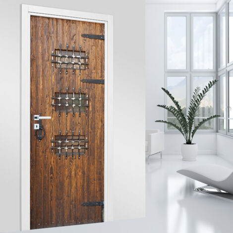 Stickers pour porte - Bois - 63 x 205 cm - Adhésif MAT