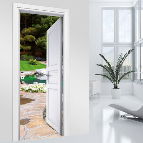 Stickers pour porte - Chemin Jardin - 63 x 205 cm - Adhésif MAT