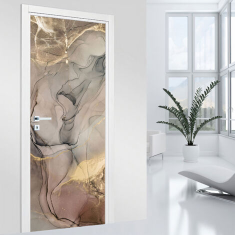 Stickers pour porte - Effet marbré - 73 x 205 cm - Adhésif MAT