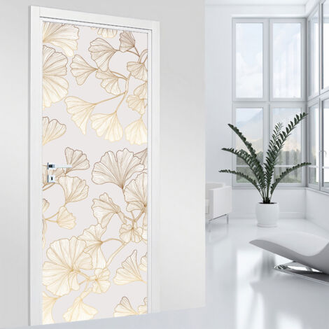Stickers pour porte - Feuilles - 73 x 205 cm - Adhésif + Protection BRILLANTE