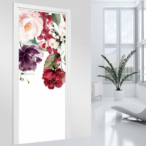 Stickers pour porte - Fleurs - 63 x 205 cm - Adhésif MAT