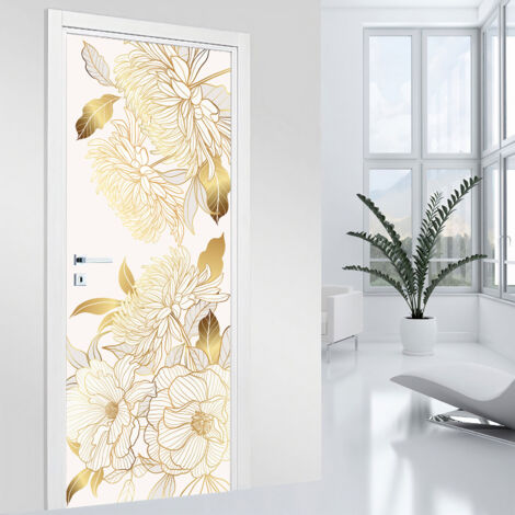 Stickers pour porte - Fleurs - 83 x 205 cm - Adhésif MAT