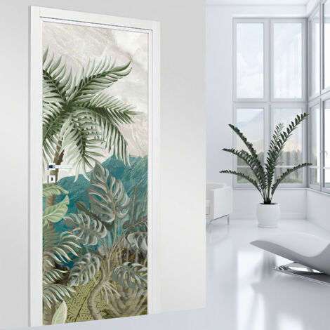 Stickers pour porte - Jungle - 83 x 205 cm - Adhésif + Protection MATE