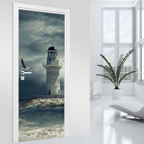Stickers pour porte - Phare Marin - 73 x 205 cm - Adhésif MAT