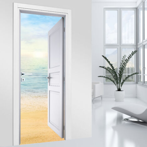 Stickers pour porte - Plage - 63 x 205 cm - Adhésif MAT