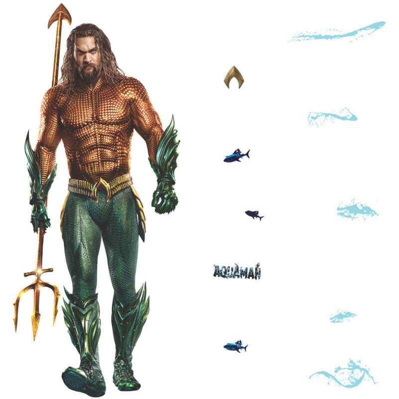 Roommates - Stickers repositionnables - Aquaman avec le trident de Neptune -120x51 cm