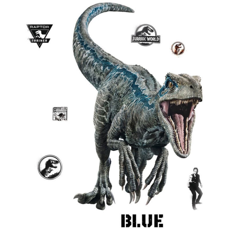 Stickers repositionnables Jurassic World : Fallen Kingdom - Vélociraptor Bleu