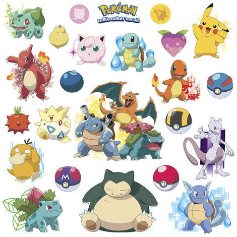 Stickers repositionnables Pokemon Attrapez les tous Nintendo 25,4CM X 45,7CM - Multicolor