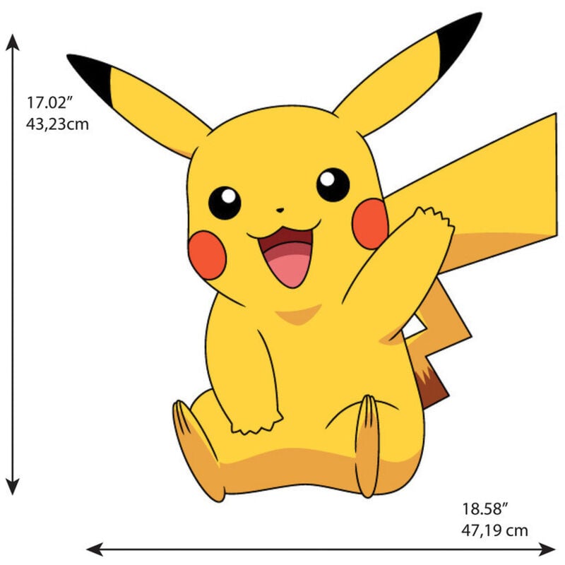 Stickers repositionnables - Pokémon - Pikachu - 18 cm x 17 cm