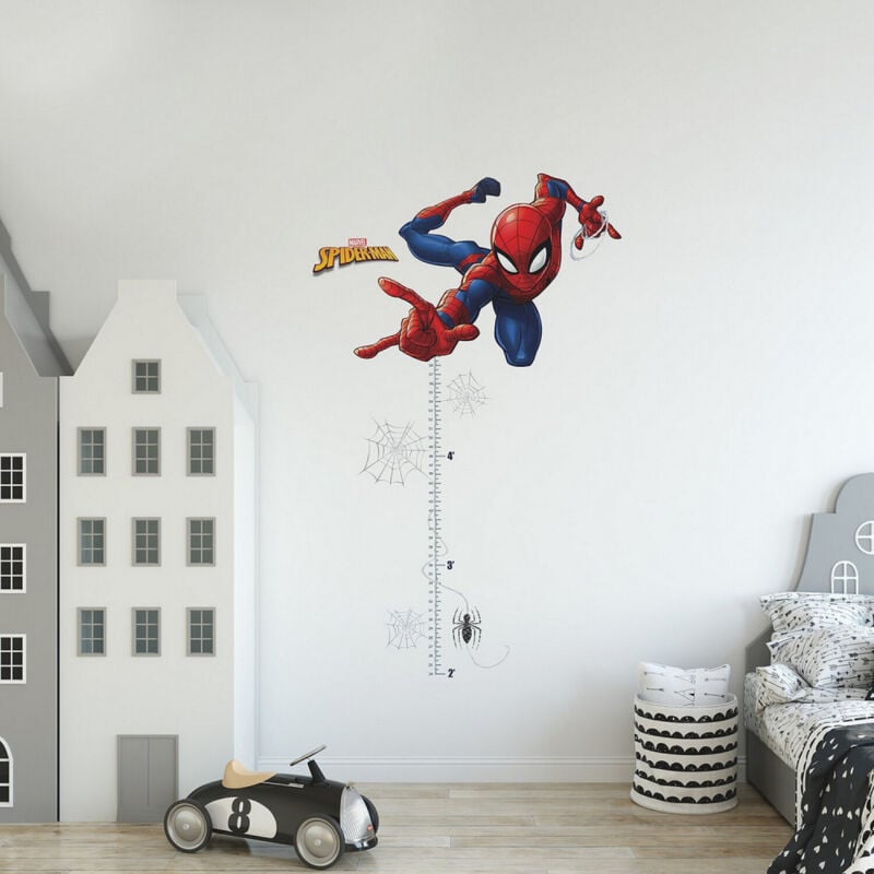 Roommates - Stickers repositionnables - Toise Spiderman à l'attaque - 54 cm x 75 cm