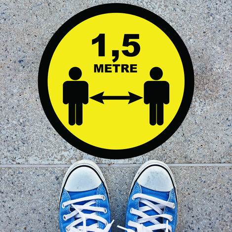 Stickers Sol Anti-dérapant avec Protection - SOL COVID19 DISTANCE OBLIGATOIRE À RESPECTER - 1 sticker de 30x30cm