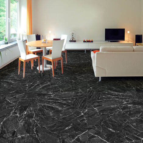 Stickers Sol Anti-dérapant avec Protection - SOL MARBRE NOIR ANTIQUE - 1 sticker de 30x30cm