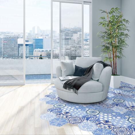 Stickers Sol Anti-dérapant avec Protection - TOMETTES SOL SOPHELIA - 60x135cm-10stickershexagones30x26cm