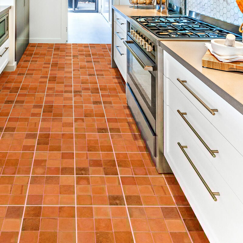 Stickers Sol Anti-dérapant avec Protection - 60 STICKERS CARRELAGES TERRE CUITE SOL DE CALA ROSA - 60x100cm-60stickers10x10cm